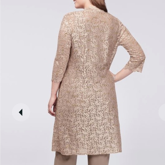 long lace jacket three-piece pantsuit - Picture 5 of 8